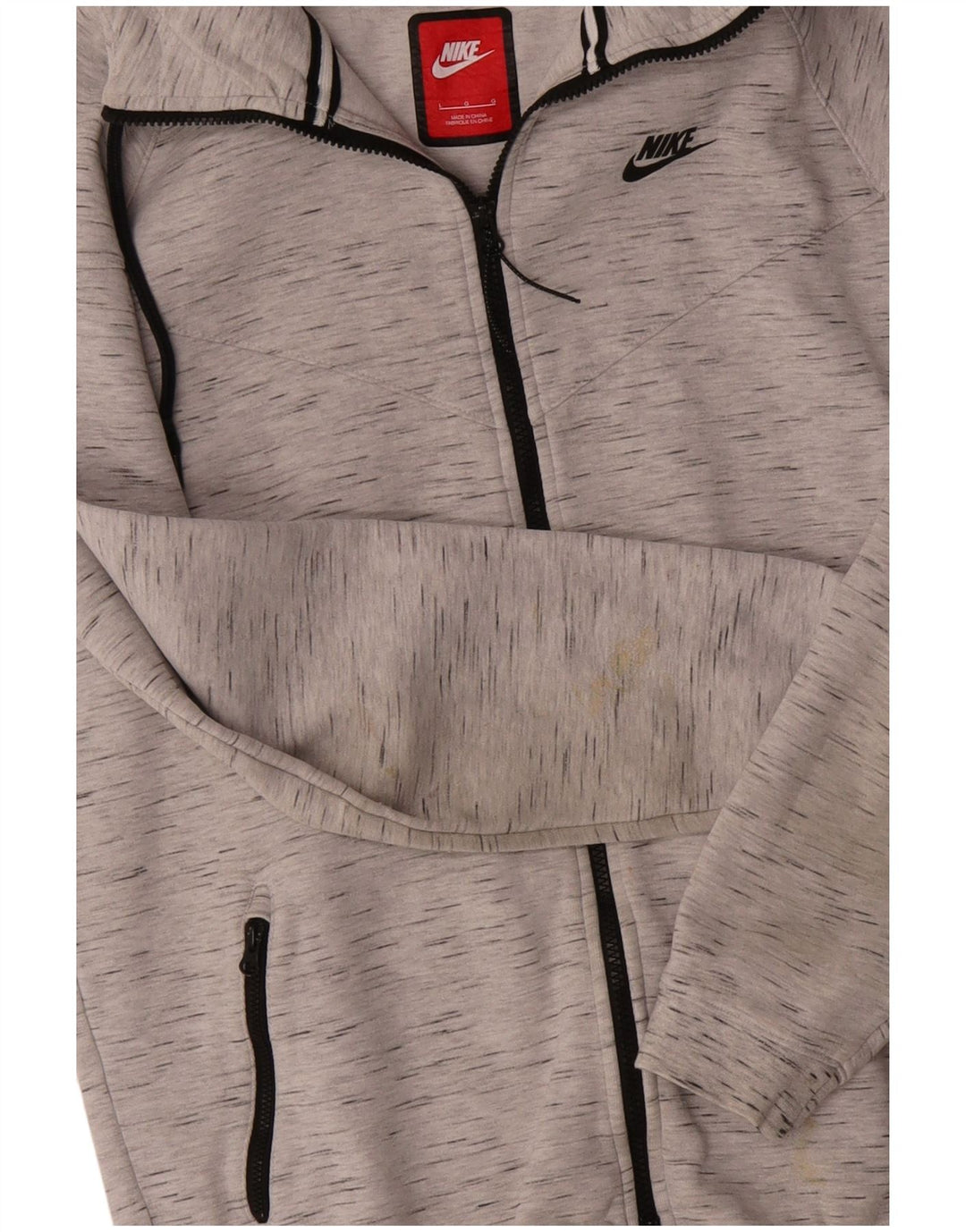 Męski sweter z kapturem i zamkiem błyskawicznym Nike, duży, szary, bawełniany w cętki