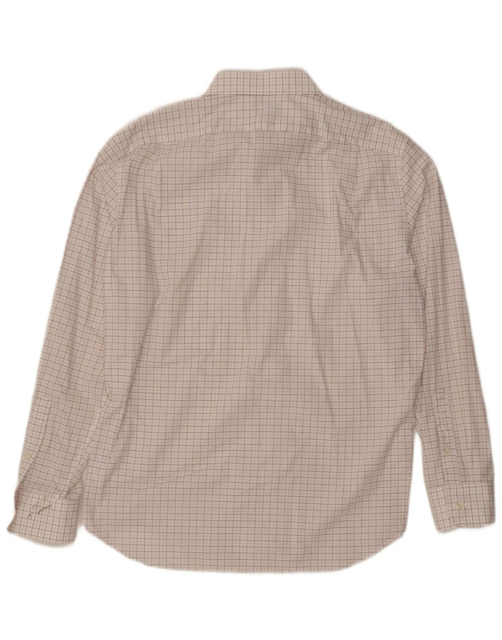 J. CREW Męska dopasowana koszula, rozmiar 17 1/2 XL, bawełniana w białą kratkę
