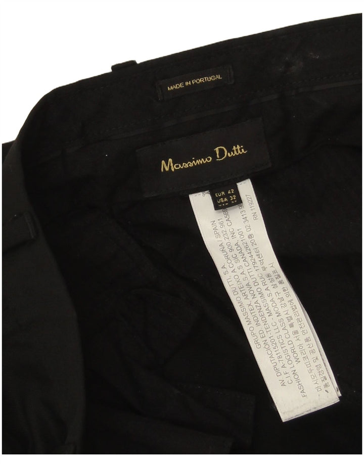 Męskie proste spodnie garniturowe Massimo Dutti EU 42 Large W32 L30 Czarna wełna