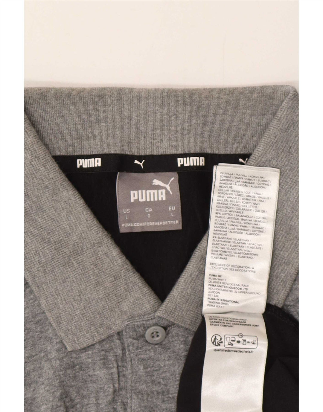 Męska koszulka polo Puma, duża, szara, bawełniana w bloki kolorów