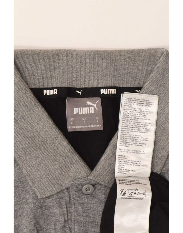 Męska koszulka polo Puma, duża, szara, bawełniana w bloki kolorów