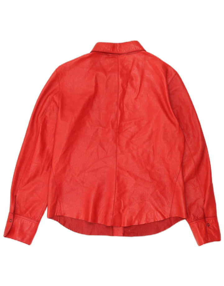 Damska koszula skórzana Strenesse UK 12, średnia czerwona skóra jagnięca