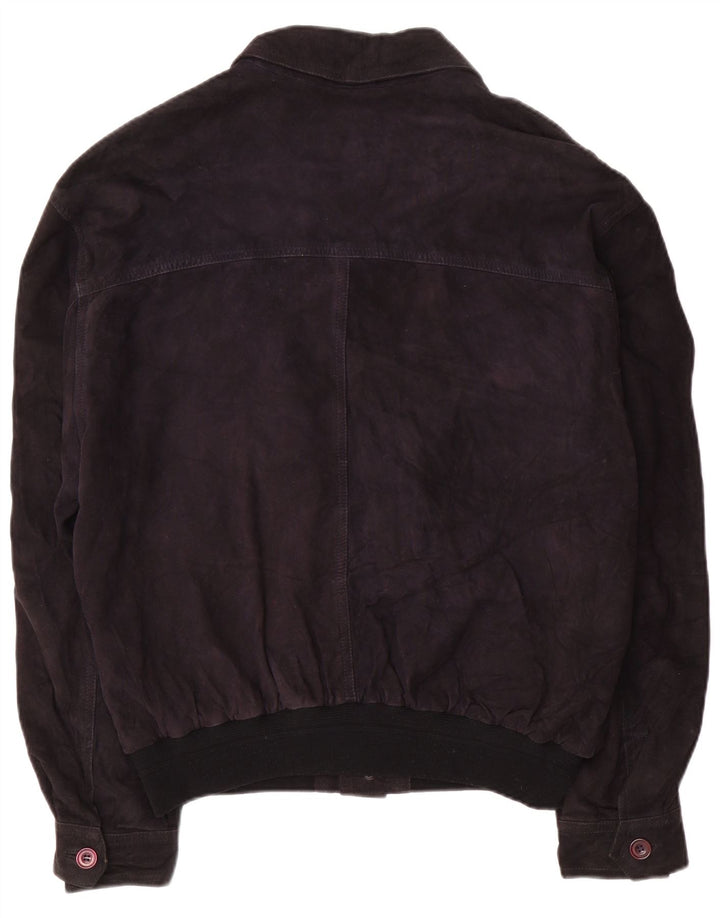 Vintage męska zamszowa kurtka bomber IT 58 4XL granatowa skóra