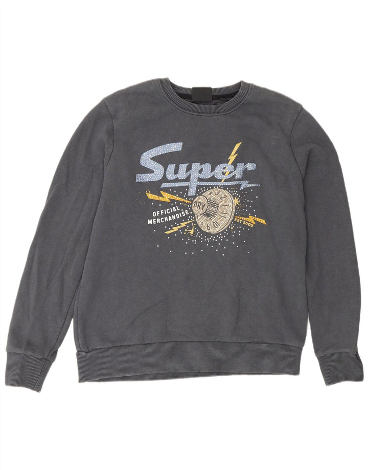 Damski sweter Superdry Graphic o luźnym kroju, UK 12, średni szary
