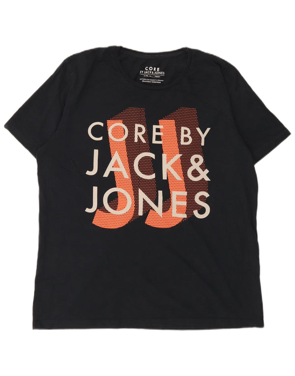 Męski T-shirt z grafiką Jack & Jones, 2XL, czarna bawełna
