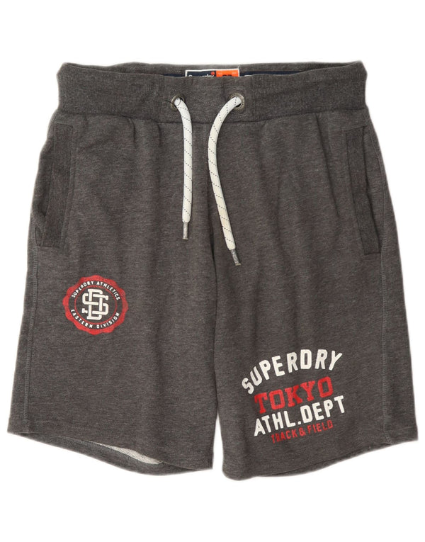 Męskie spodenki sportowe Superdry z grafiką, małe, szare, bawełniane