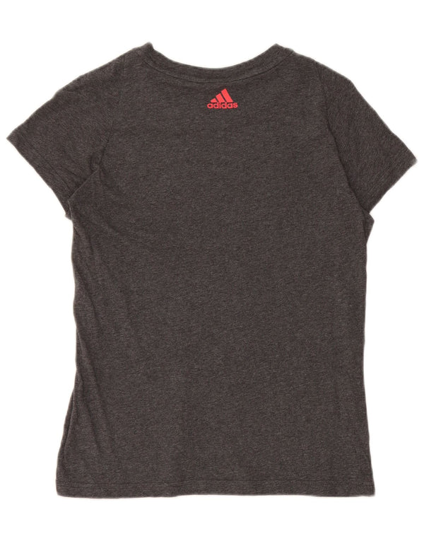 Damska koszulka graficzna Adidas Top UK 12/14 Średnia szara bawełna