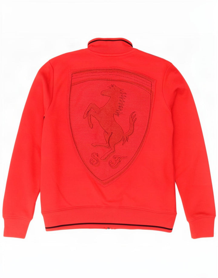Męska bluza dresowa Puma Ferrari z grafiką, mała, czerwona, bawełniana z blokami kolorów