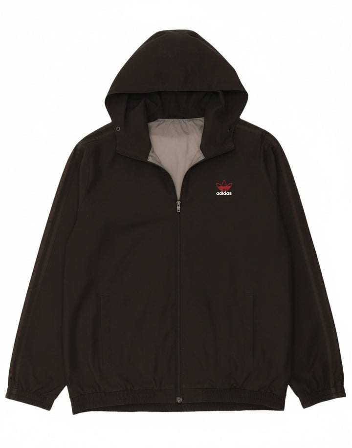 ADIDAS Mens Hooded Reversible Jacket UK 40 Large Black Polyester