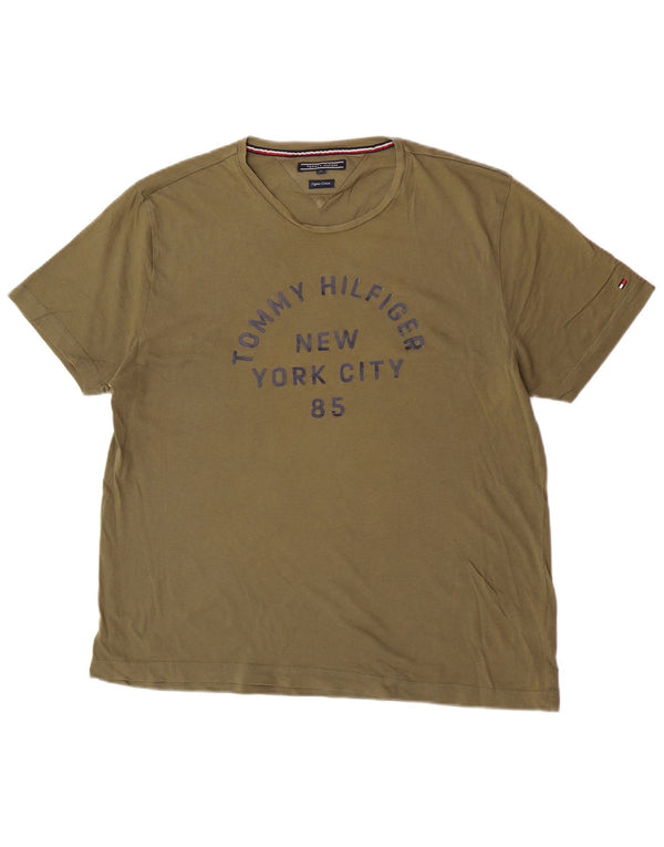 Męska koszulka z grafiką Tommy Hilfiger Top XL, zielona bawełna