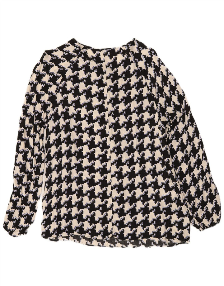 Bluzka damska Fiorella Rubino Top UK 14 Średnia czarna wiskoza w pepitkę