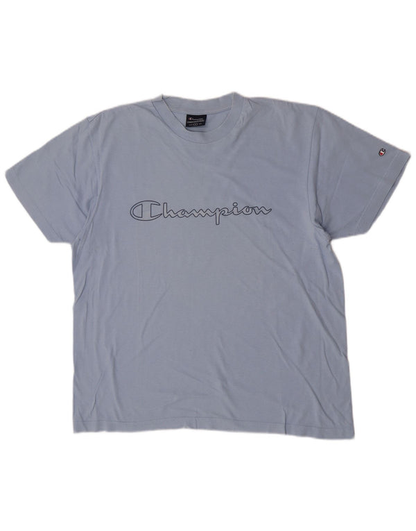Męski T-shirt Champion z grafiką, duży, niebieski, bawełniany