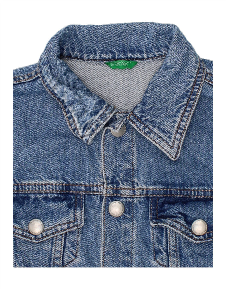 BENETTON Boys Denim Jacket 7-8 Years Medium Blue Cotton Vintage Benetton and Second-Hand Benetton from Messina Hembry 