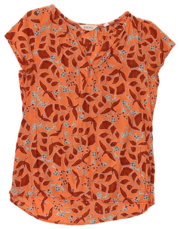 Bluzka damska White Stuff UK 8, mała, pomarańczowa, bawełniana w kwiaty