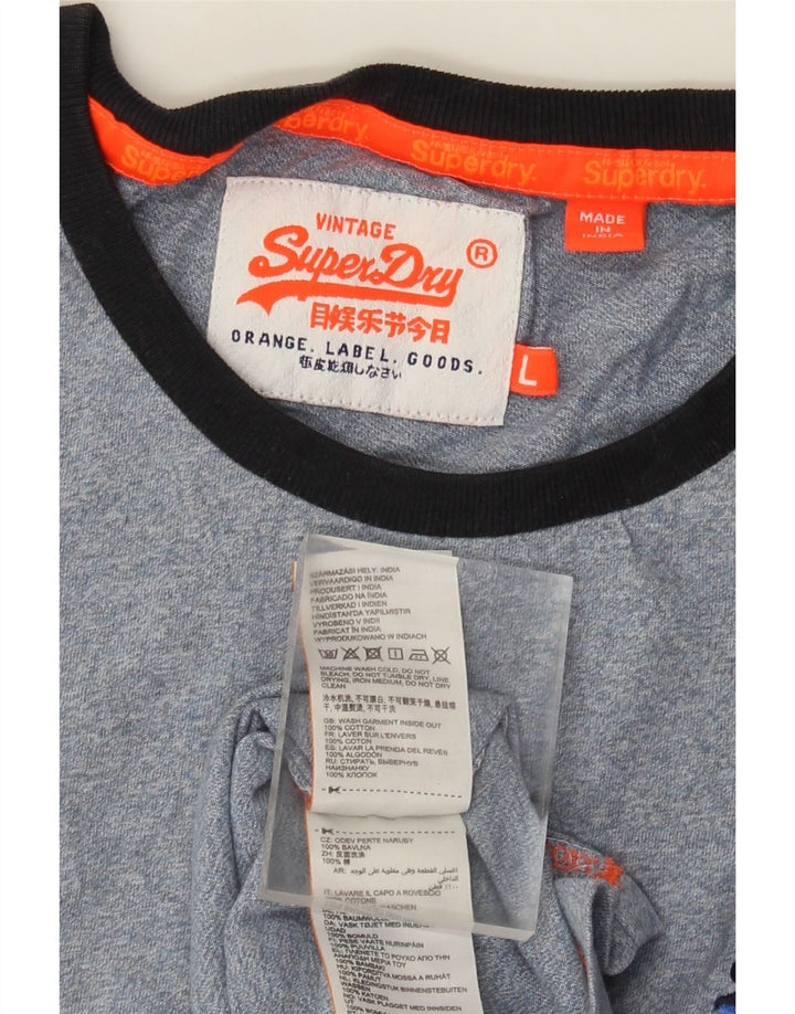 Męski T-shirt Superdry, duży, niebieski, bawełniany