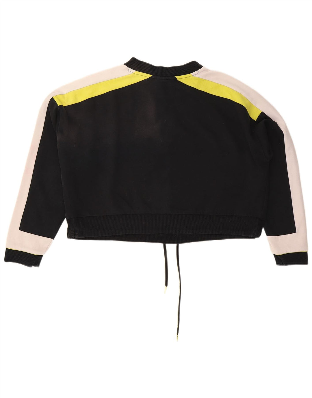 PUMA Womens Oversized Crop Sweatshirt Jumper UK 16 Large Black Colourblock