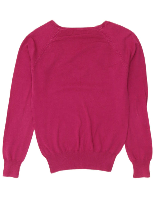 Sweter damski Zara z dekoltem w kształcie litery V, UK 12, średni róż