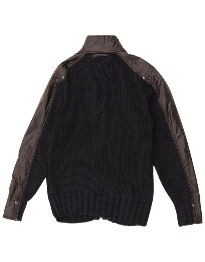 Guess Męski sweter rozpinany, duży, czarny, bawełniany
