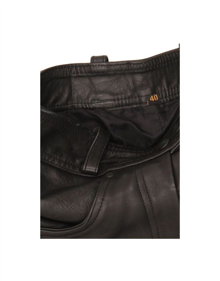 ARIZONA Womens Slim Leather Trousers W30 L33 Black Leather