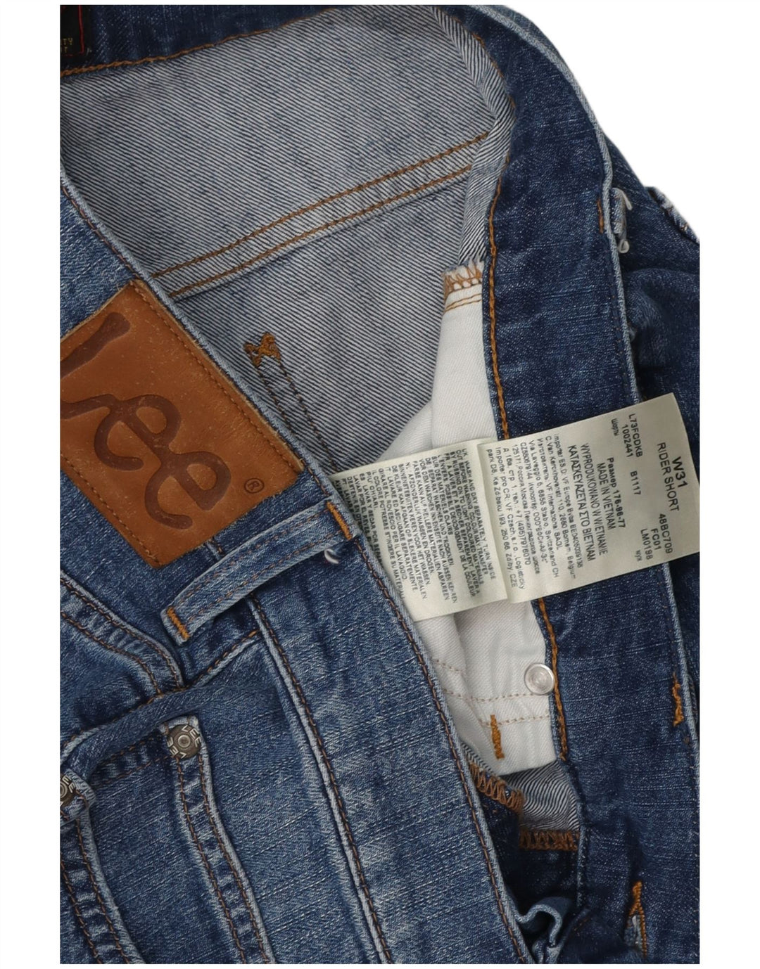 Damskie spodenki jeansowe Lee Rider w trudnej sytuacji W31 Średnioniebieskie, bawełniane