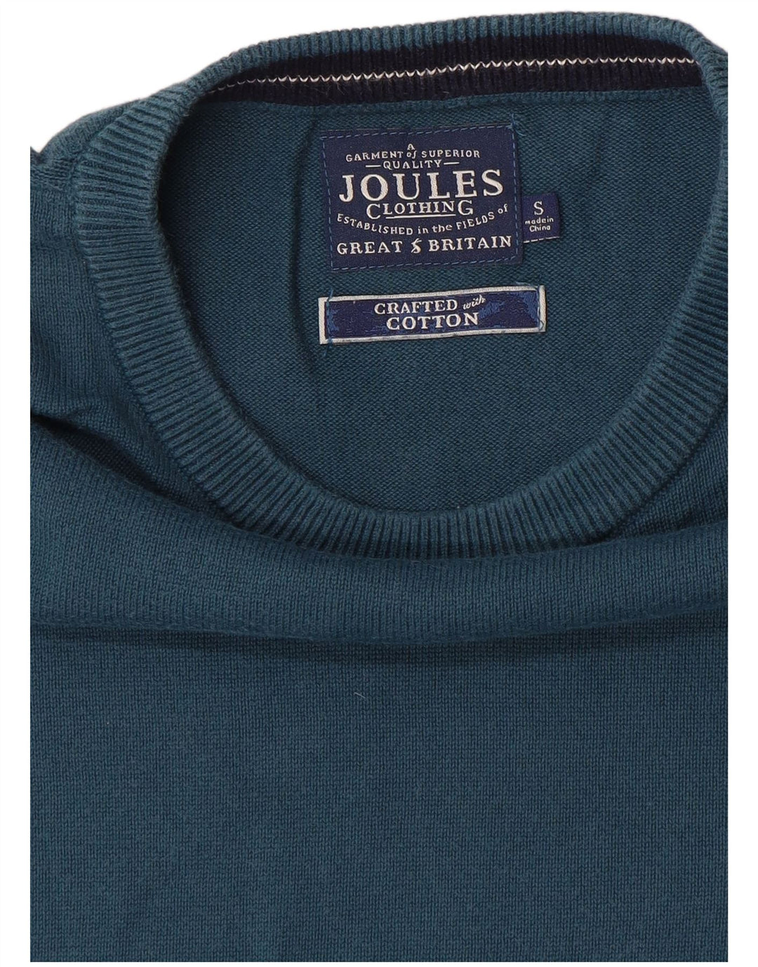 Męski sweter Joules z dekoltem w łódkę, mały, niebieski, bawełniany