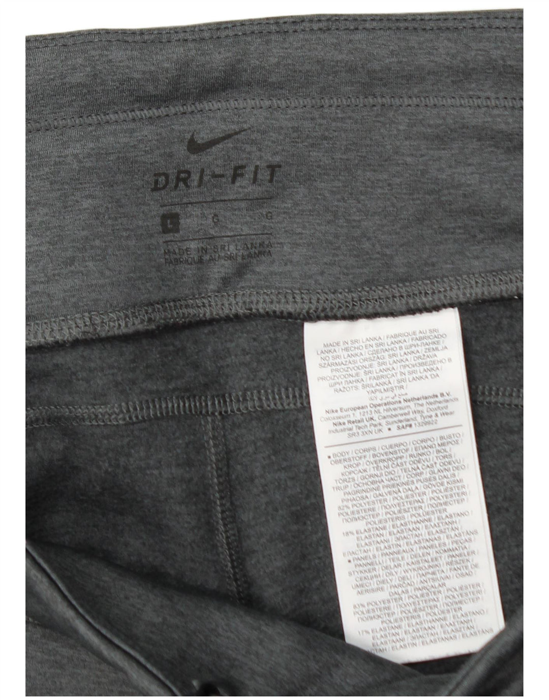 NIKE Womens Dri Fit Leggings UK 14 Large Grey Colourblock Polyester