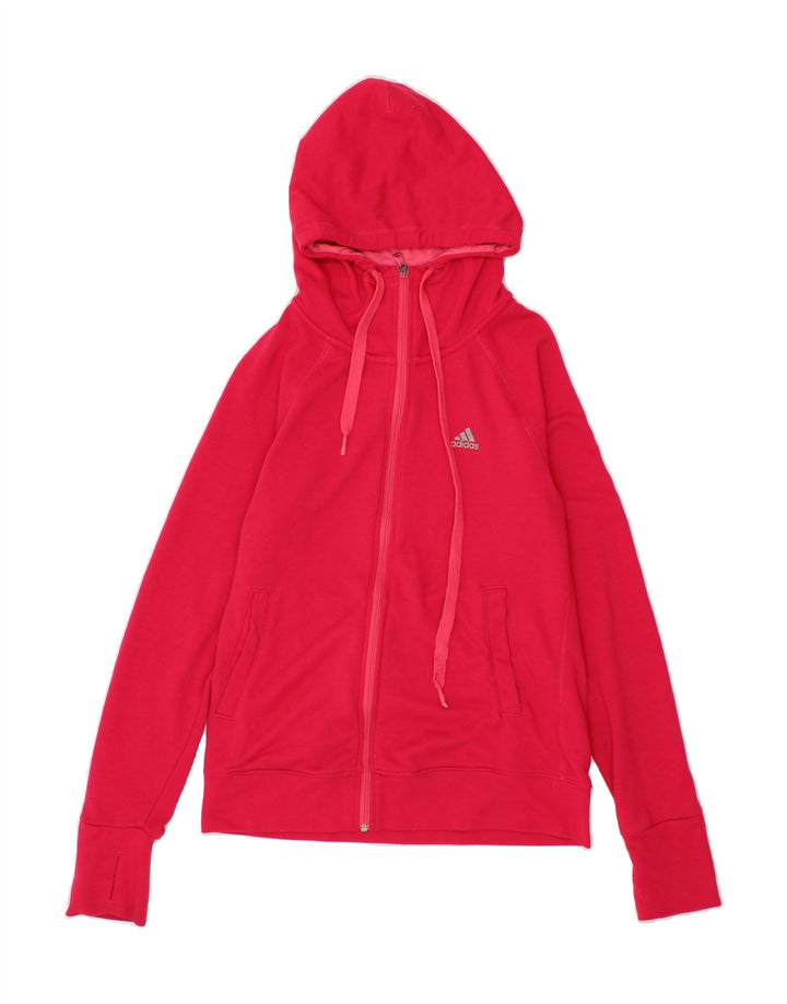 ADIDAS Womens Zip Hoodie Sweater UK 8/10 Small Pink Polyester Vintage Adidas and Second-Hand Adidas from Messina Hembry 