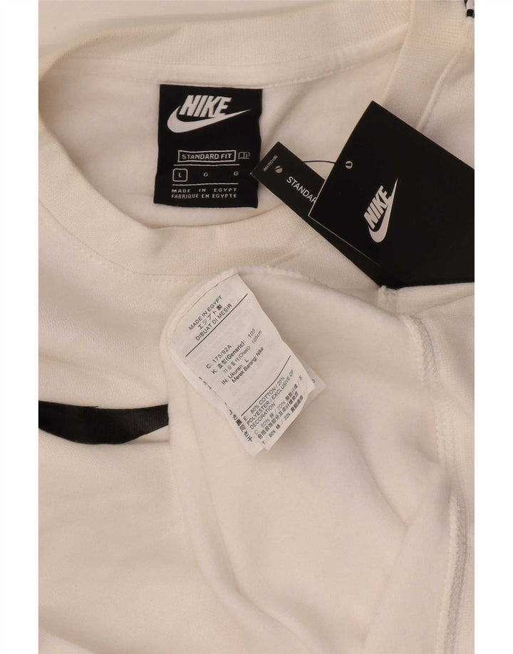 Męski sweter z grafiką Nike, duży, biały, bawełniany