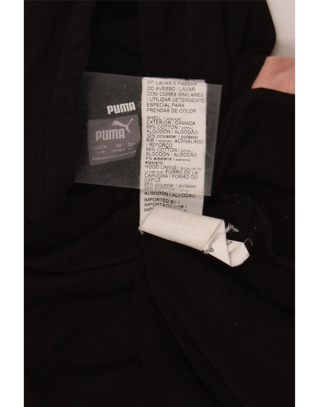 Dziewczęca bluza z kapturem PUMA 11-12 lat, czarna bawełna z blokami kolorów