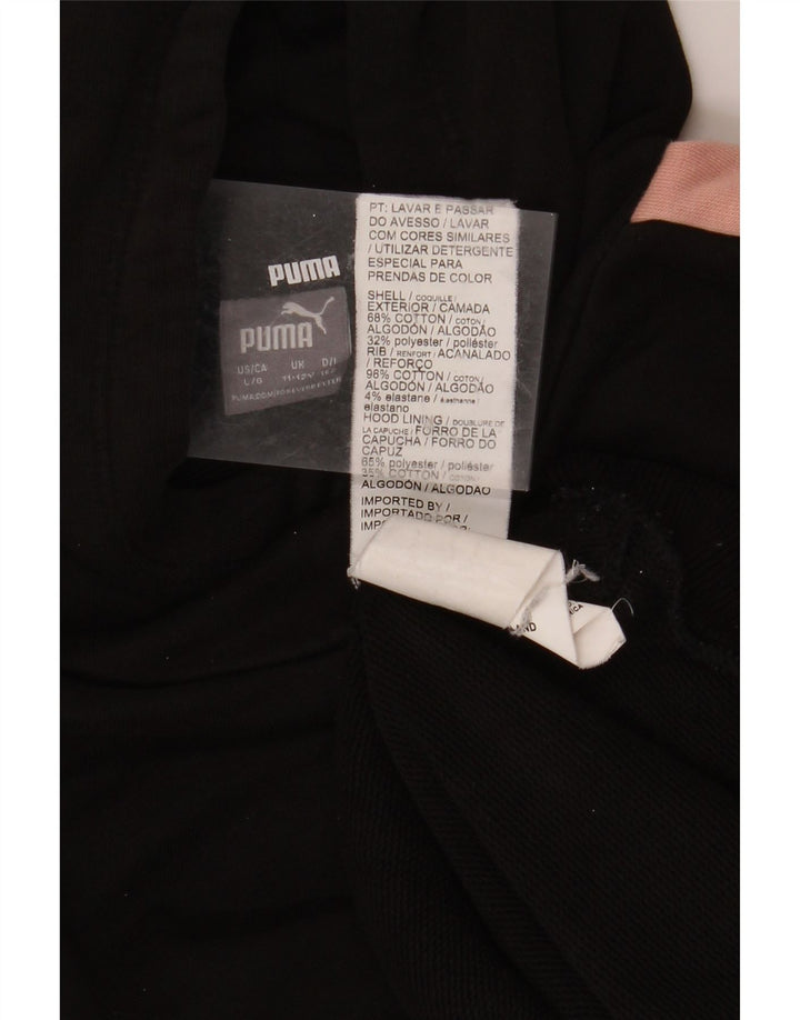 Dziewczęca bluza z kapturem PUMA 11-12 lat, czarna bawełna z blokami kolorów