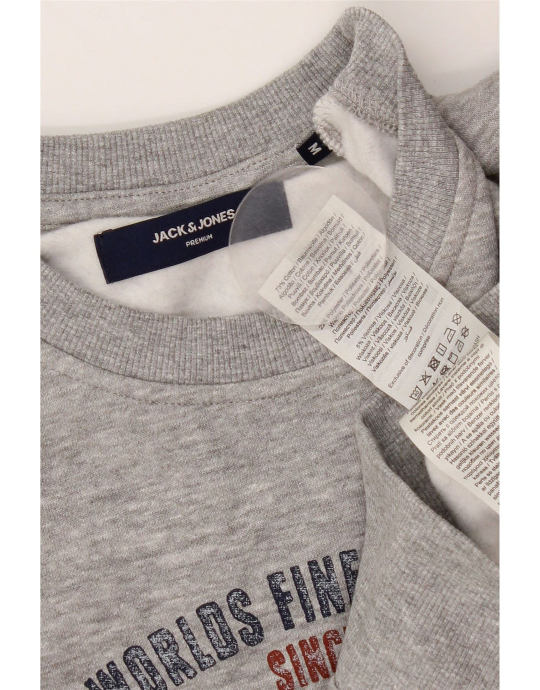 Męska bluza JACK & JONES z grafiką, średnioszara, bawełniana w plamki