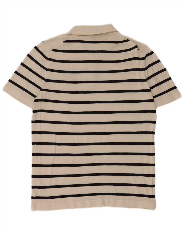 Męska koszulka polo Massimo Dutti, bawełniana w średnie białe paski