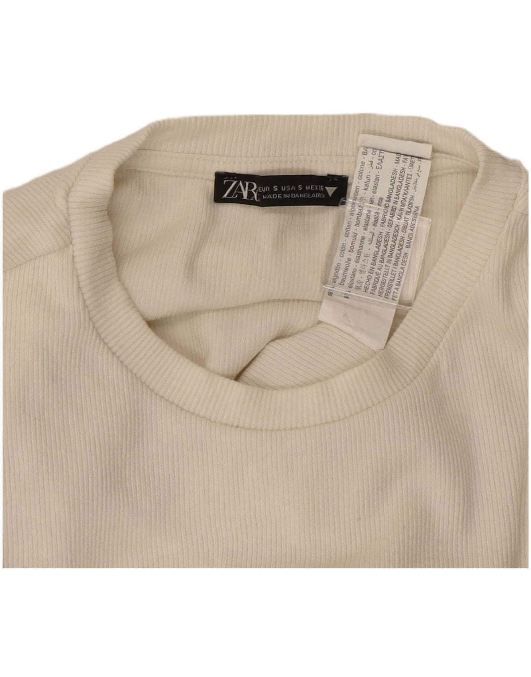 Damskie body z długim rękawem ZARA UK 8 Small, białe, bawełniane