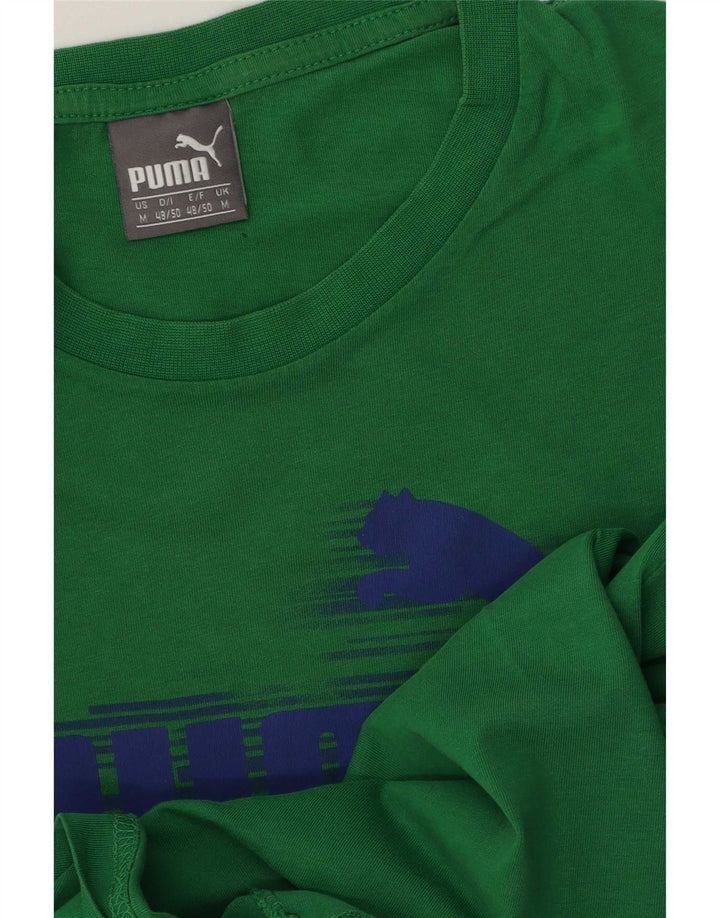 Męski T-shirt z grafiką Puma, średni zielony