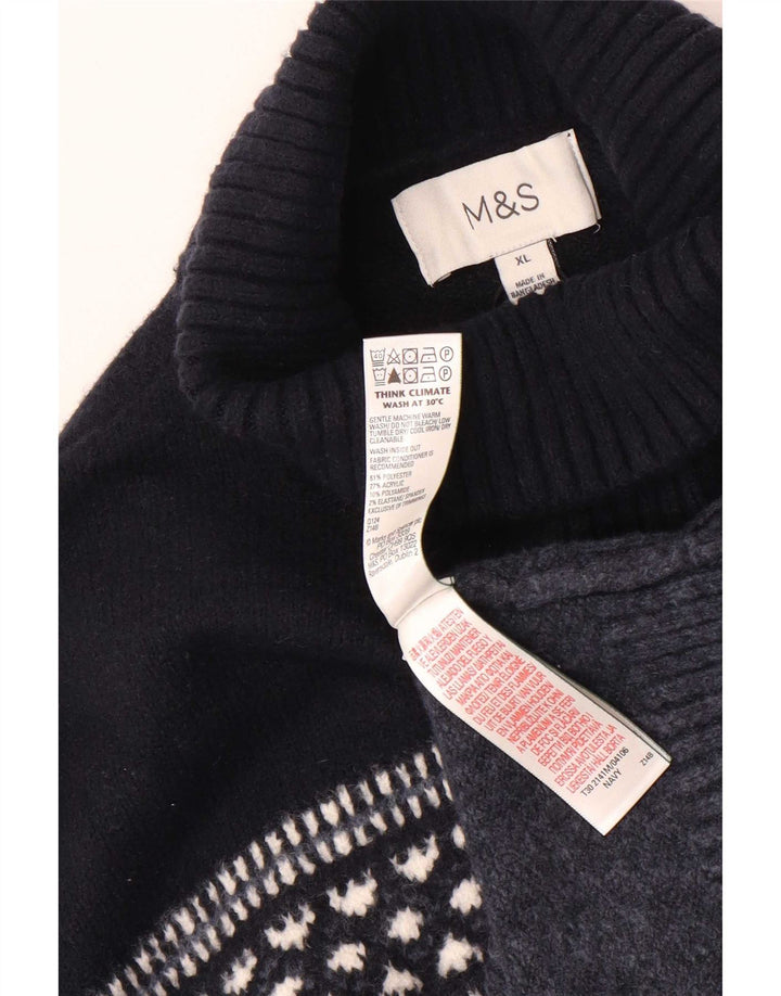 Marks & Spencer Męski sweter z golfem XL, granatowy, geometryczny