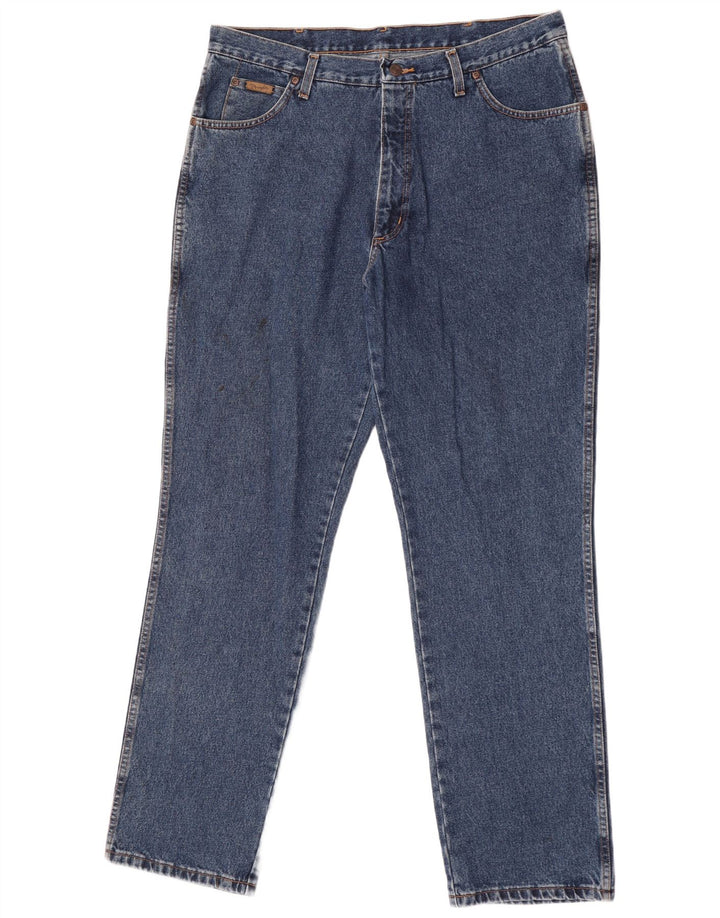 Wrangler Męskie proste dżinsy W38 L30 Niebieskie bawełniane