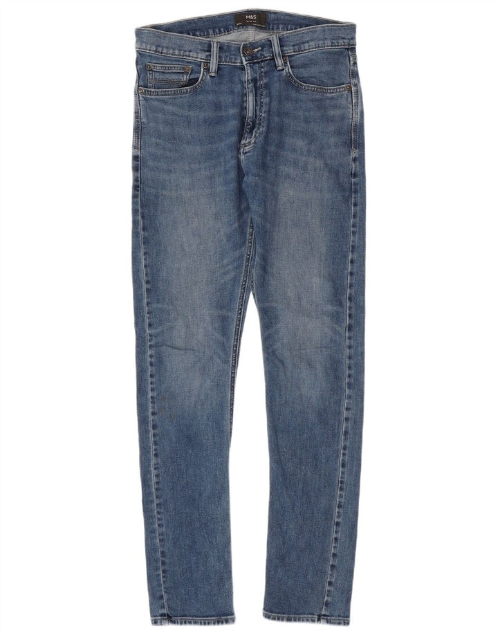 Marks & Spencer Damskie jeansy slim W30 L33 Niebieskie, bawełniane