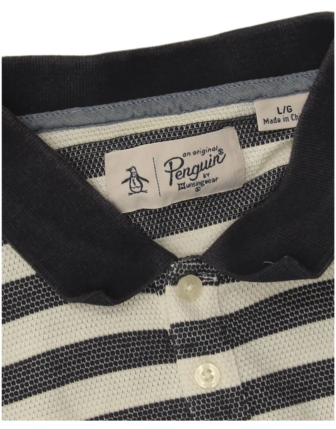 Męska koszulka polo Penguin, duża, bawełniana w granatowe paski