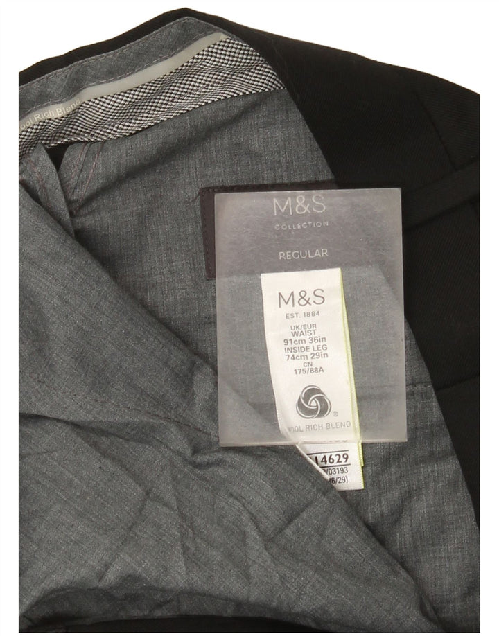 Marks & Spencer Damskie proste spodnie garniturowe W36 L29 Czarna wełna
