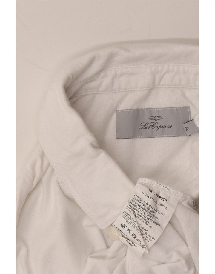 LES COPAINS Mens Polo Shirt XL White Cotton Vintage Les Copains and Second-Hand Les Copains from Messina Hembry 