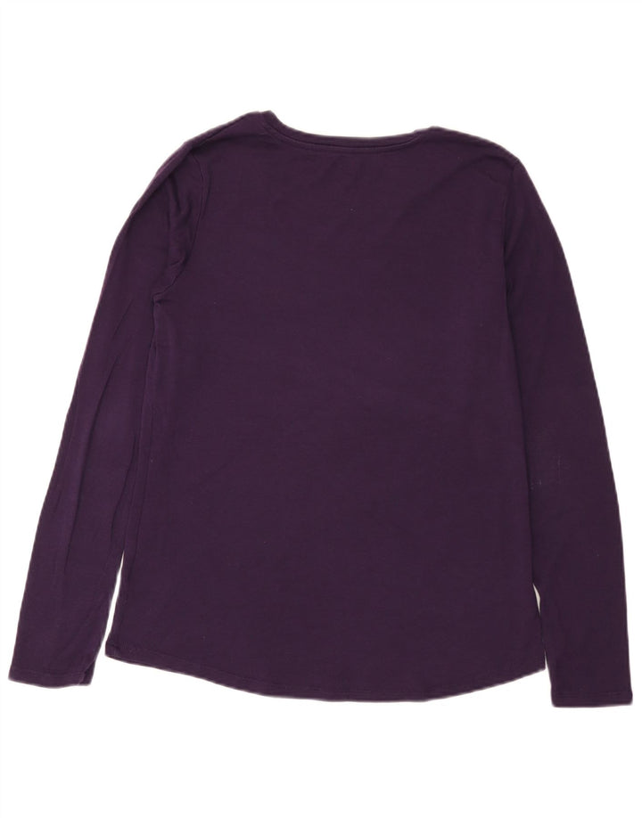 Damski top z długim rękawem Eddie Bauer UK 14, duży, fioletowy, bawełniany