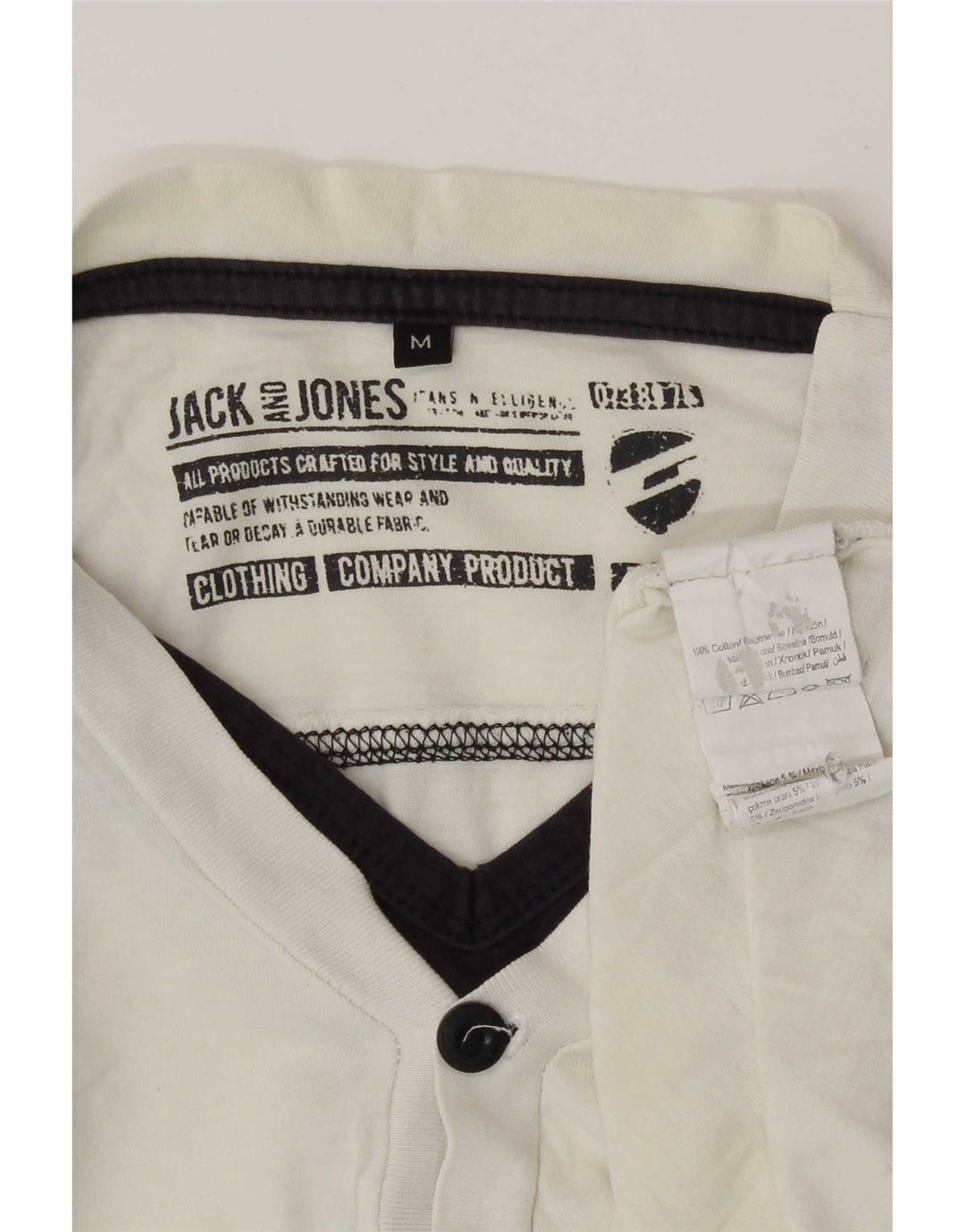 Męski top graficzny Jack & Jones z długim rękawem, średniobiały, bawełniany