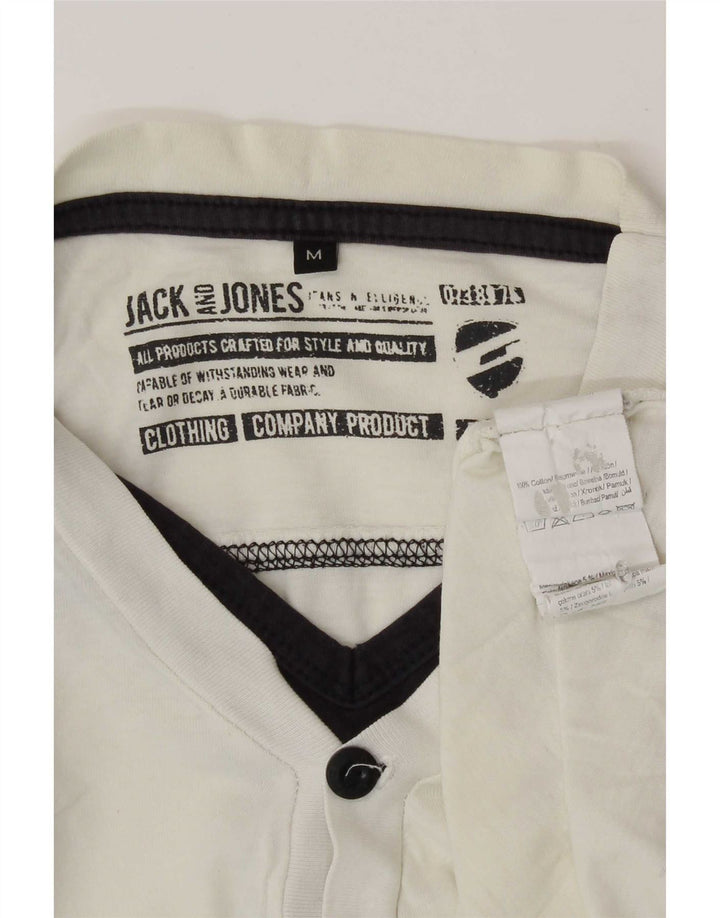 Męski top graficzny Jack & Jones z długim rękawem, średniobiały, bawełniany