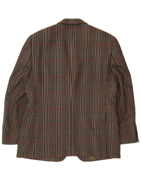 Męska marynarka zapinana na 2 guziki MAGEE UK 38, średnia khaki w pepitkę