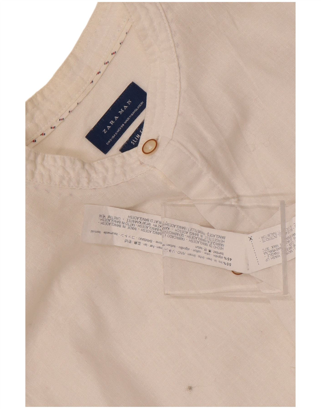 Koszula męska Zara Slim Fit, mała, biała, lniana