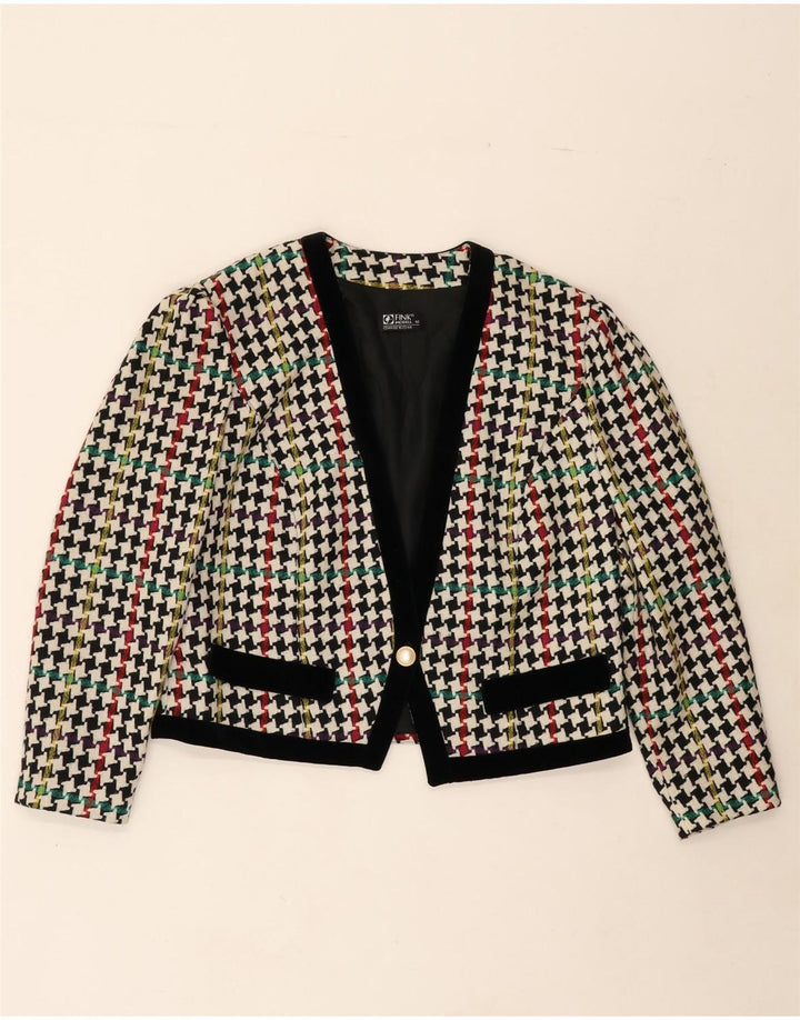 FINK MODELL Womens Blazer Jacket UK 16 Large  Multicoloured Houndstooth Vintage Fink Modell and Second-Hand Fink Modell from Messina Hembry 