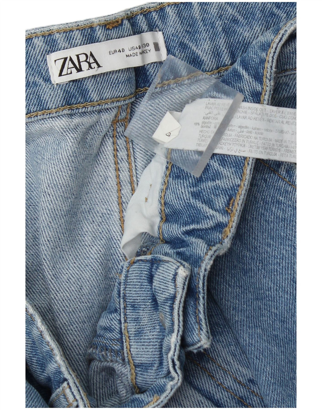 Damskie jeansy Zara Cargo Loose EU 40 Medium W30 L30 Niebieskie bawełniane