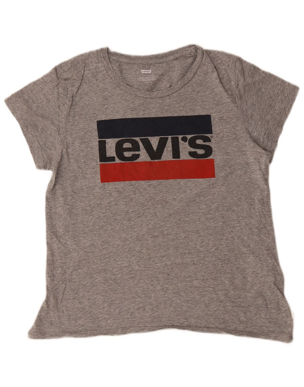 Damska koszulka z grafiką Levi's Top UK 14 Średnioszara bawełna z plamkami