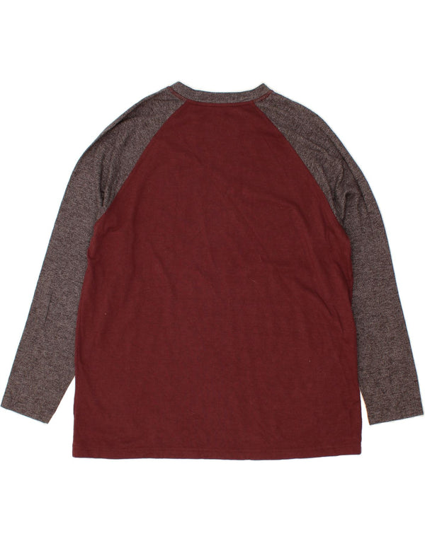 Top męski EDDIE BAUER z długim rękawem, 2XL, bordowa, bawełniana w bloki kolorów