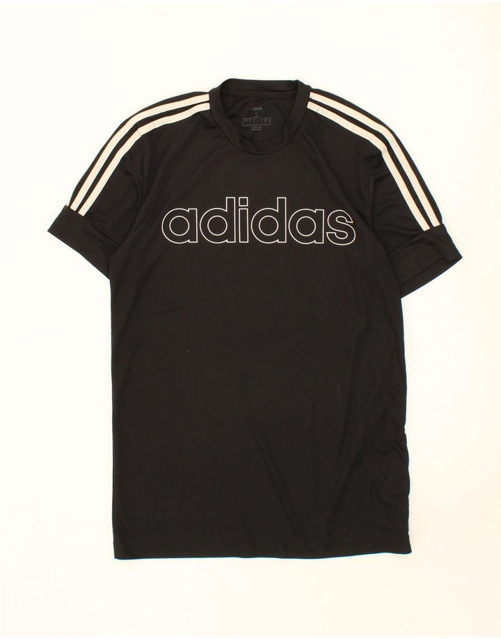 ADIDAS Mens Climalite Graphic T-Shirt Top Small Black Polyester Vintage Adidas and Second-Hand Adidas from Messina Hembry 